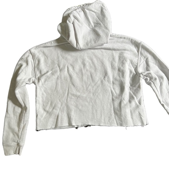 LANE SEVEN WHITE CROPPED HOODIE WITH PRINT OF MONEY WND JEWELS SIZE MEDIUM - Picture 3 of 6